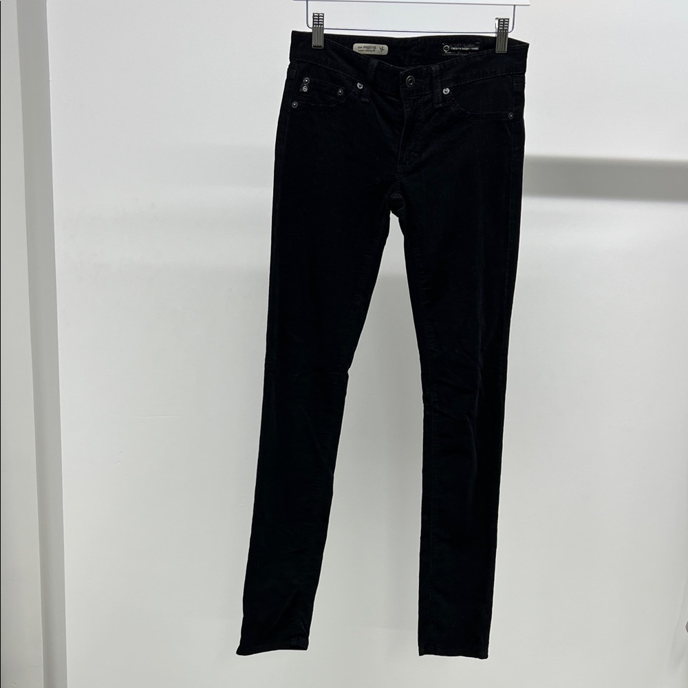 AG Adriano Goldschmied Black Velvet Skinny Jeans